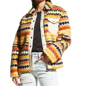 rag & bone Elliot Striped Oversized Sherpa Teddy Jacket - medium